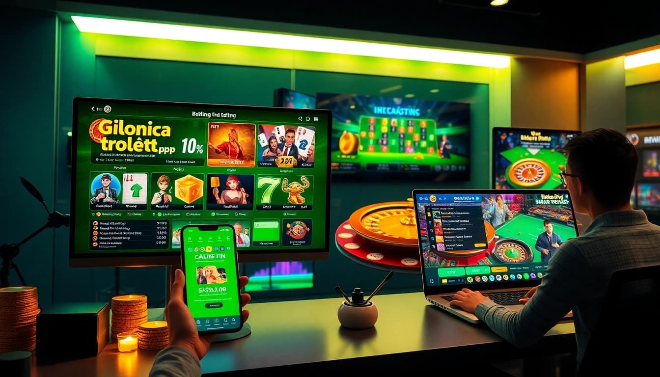 Interactive online gaming experience representing nhacaiuytin, showcasing casino games on modern devices.