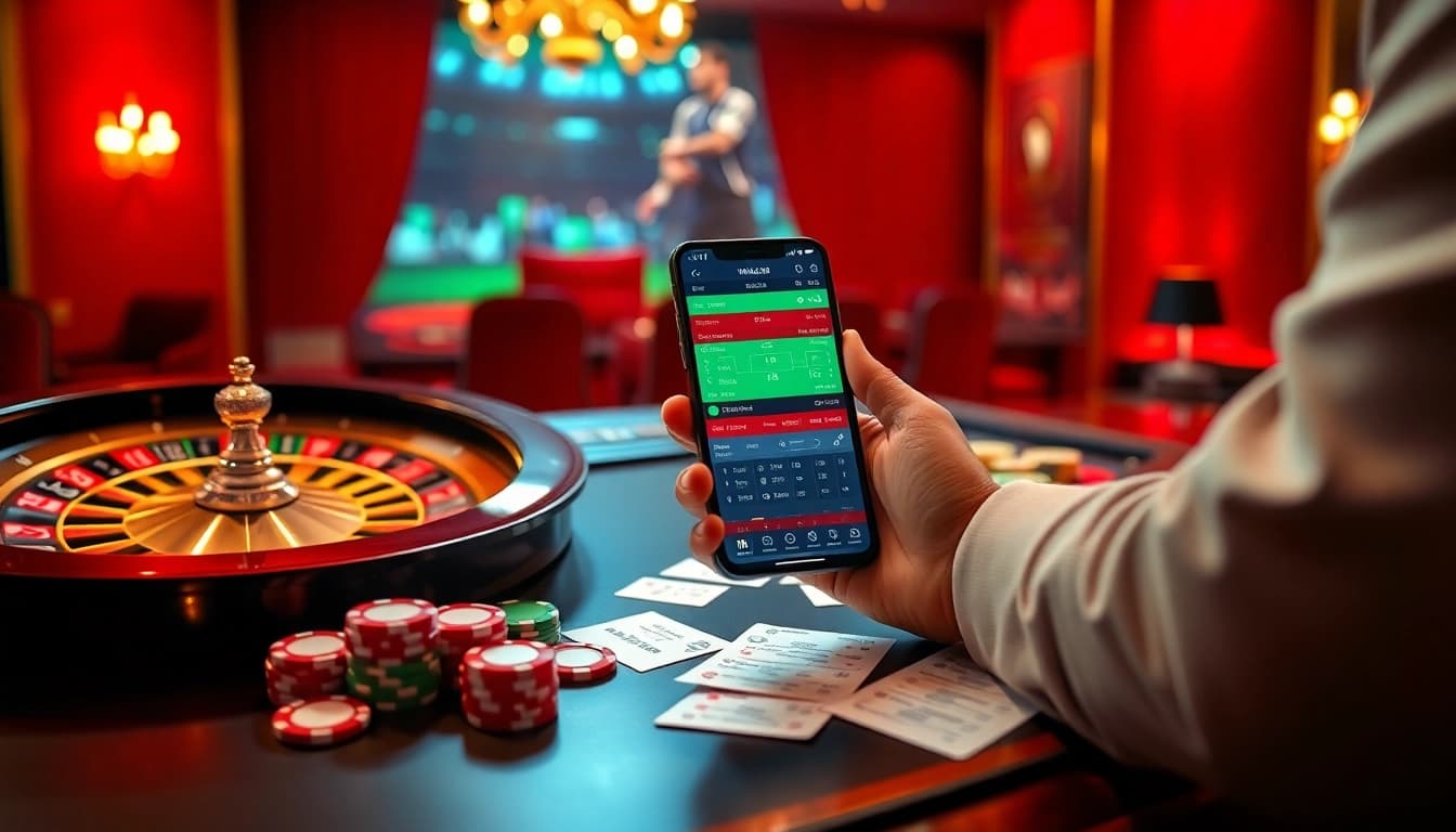 Engage in Judi Bola Piala Dunia 2026 with an exciting online betting scene featuring roulette, poker chips, and football match betting.