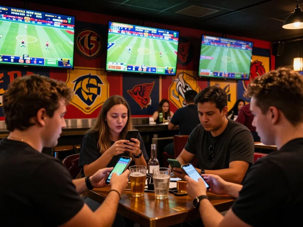 Experience live sports betting excitement at uu88 with engaged patrons and vibrant screens.