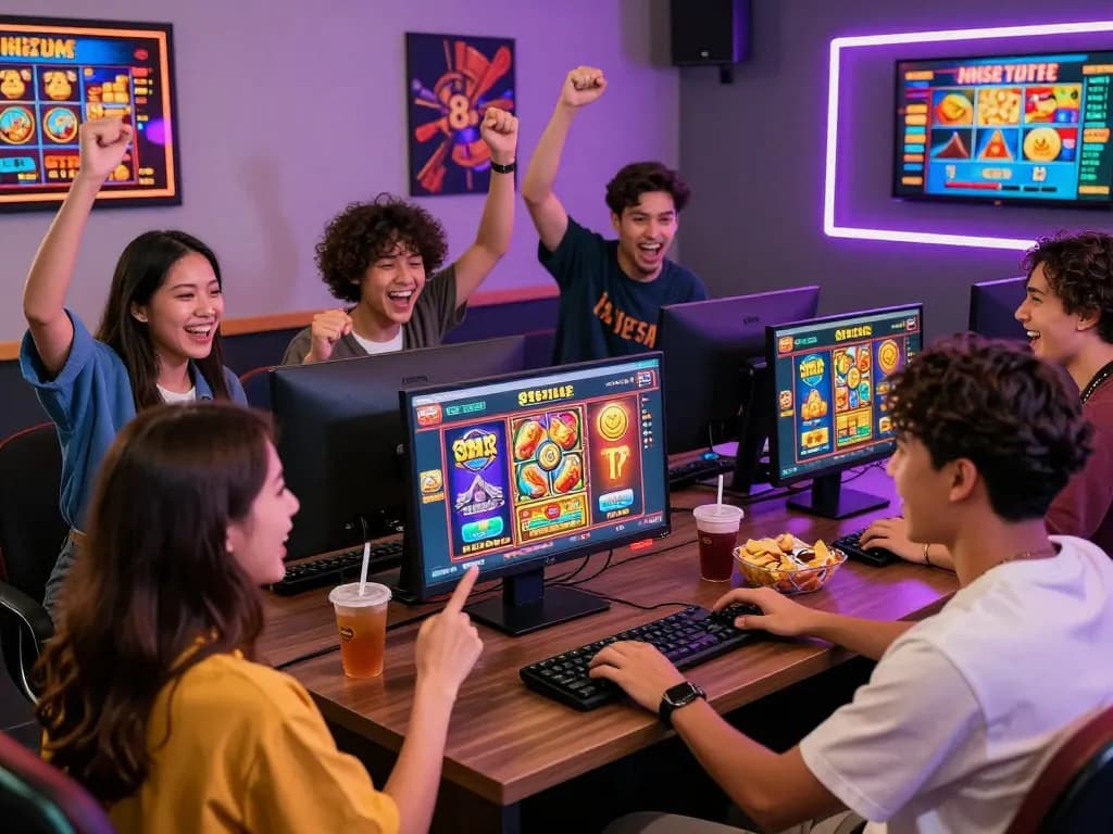 Exciting gaming environment showcasing players enjoying 88pulsa online slots with vibrant decor and engaging atmosphere.