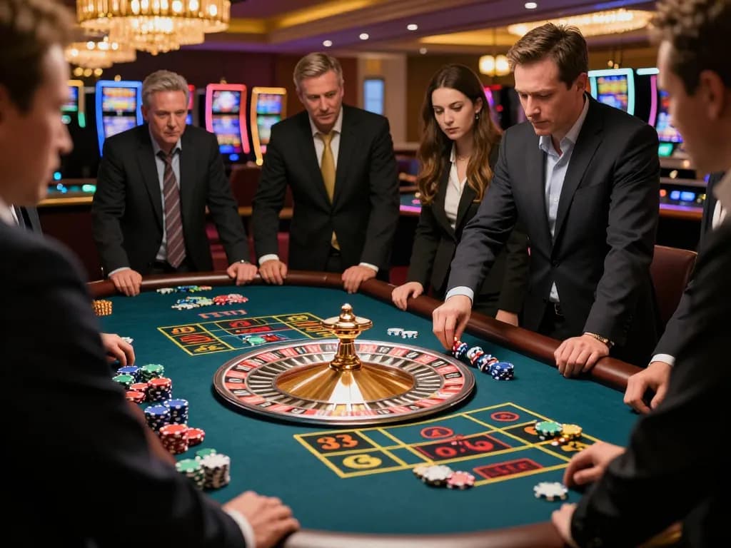 Players engage in strategic betting at the HD88 roulette table with vibrant chips and a spinning wheel
