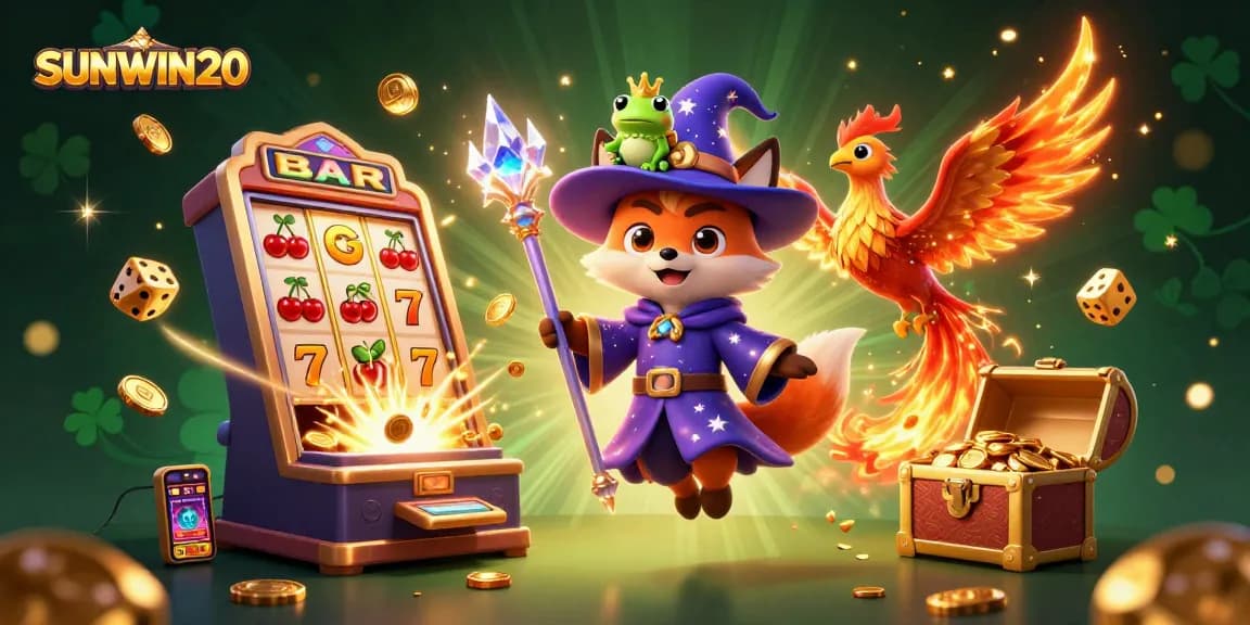 Engage in thrilling slots with SUNWIN20, featuring vibrant 3D characters and a jackpot explosion.