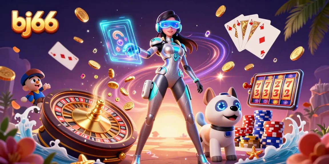 Experience the excitement of bj66 with a stunning 3D casino illustration showcasing dynamic gameplay elements.