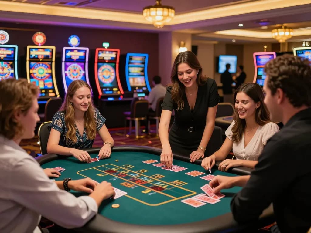 Exciting online casino atmosphere at 32win with players enjoying games and social interaction.