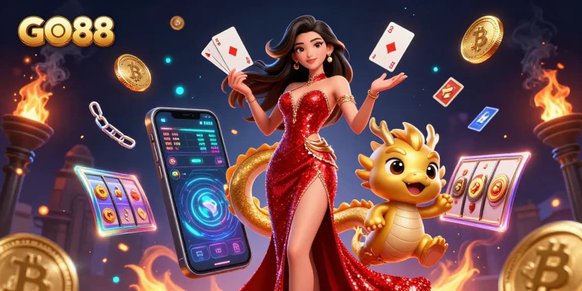 Engage with GO88's vibrant 3D casino atmosphere featuring dynamic gameplay and digital elements.