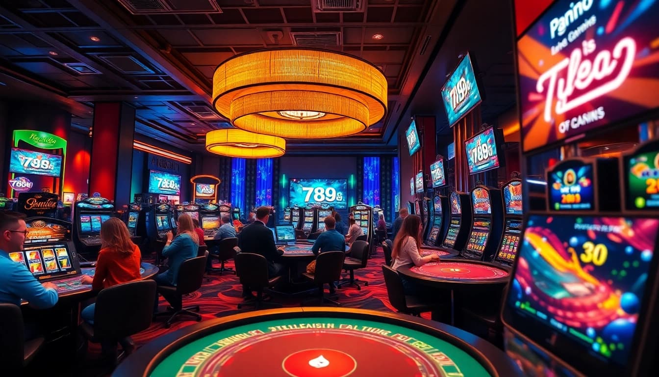Exciting gaming atmosphere at 789club with players enjoying casino games.