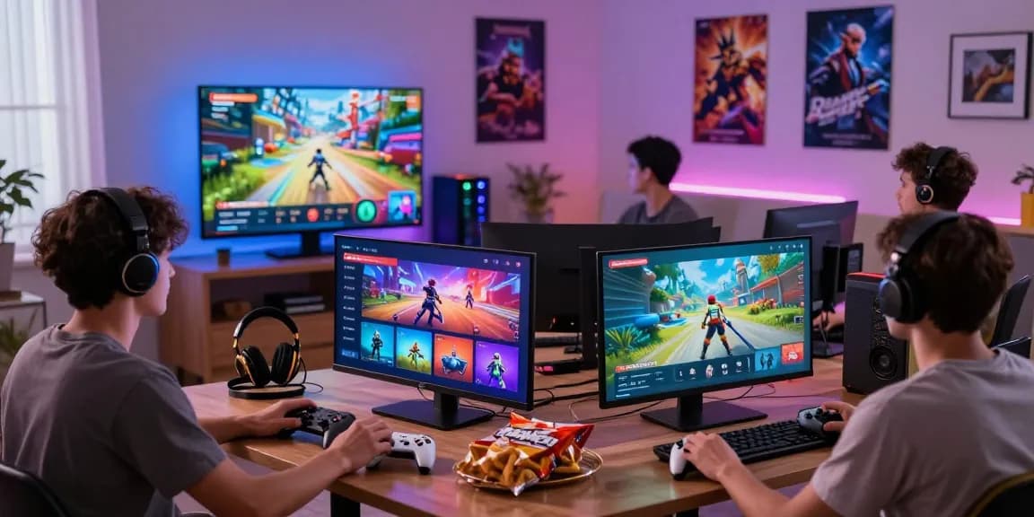 Engaged gamers exploring https://cikagames.com/ in a vibrant online gaming setting with dynamic visuals.
