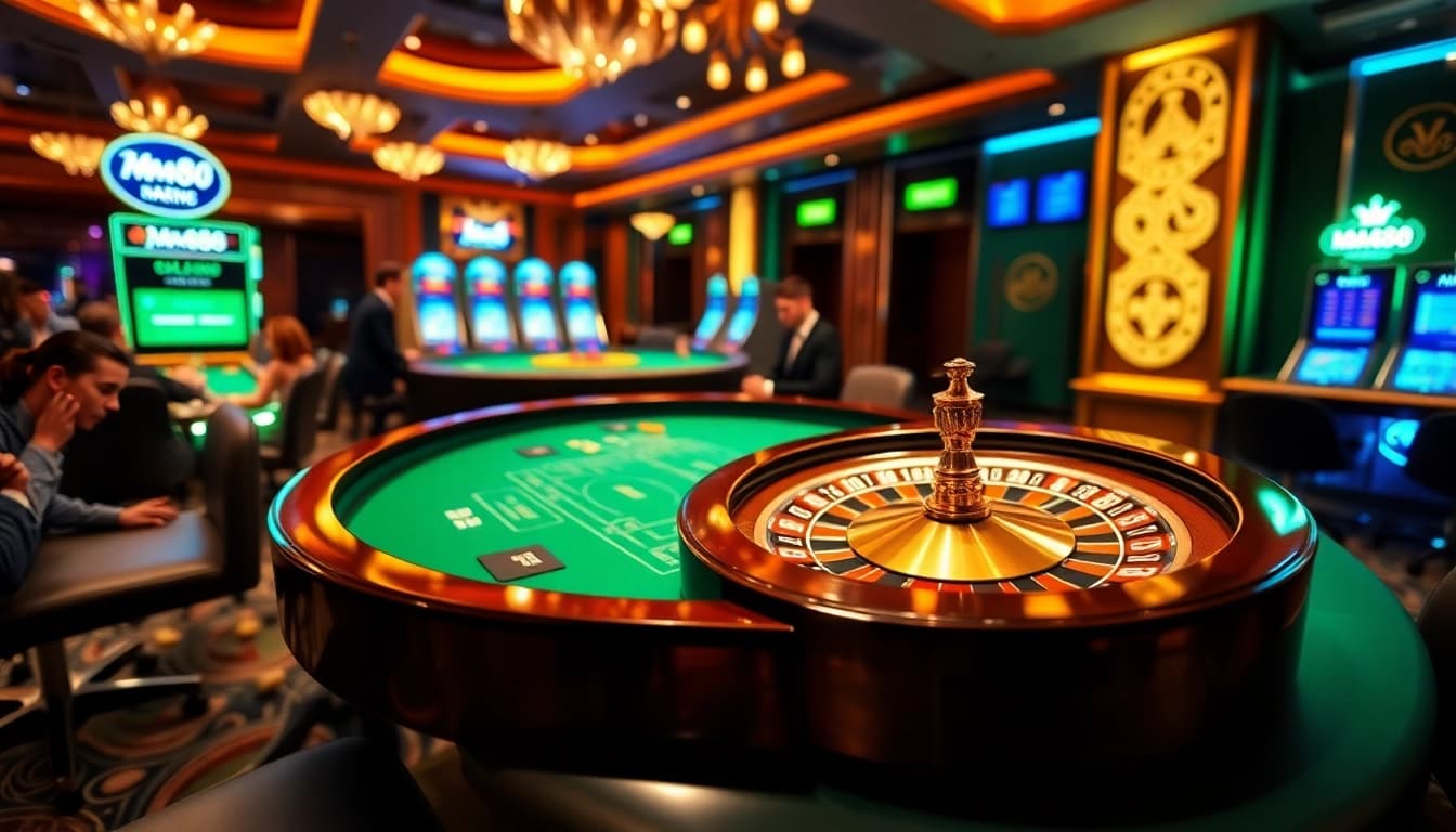 Engage in thrilling gameplay at MM88 with vibrant casino tables and inviting ambiance.