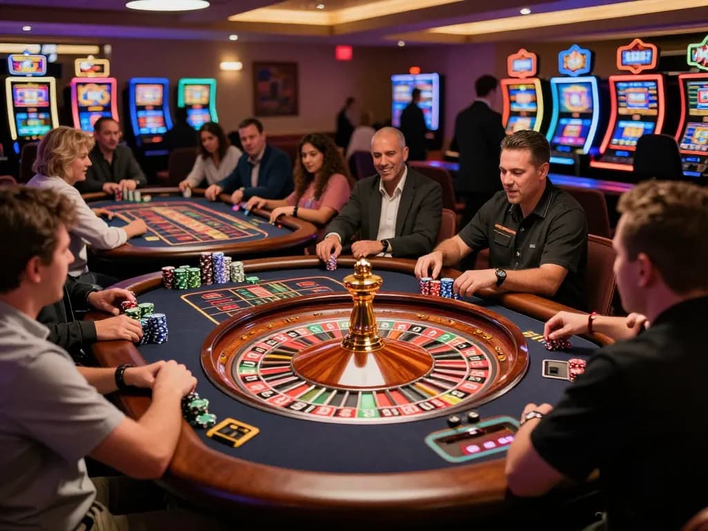 Players engaging in the thrilling roulette action at bdtk66's vibrant casino atmosphere
