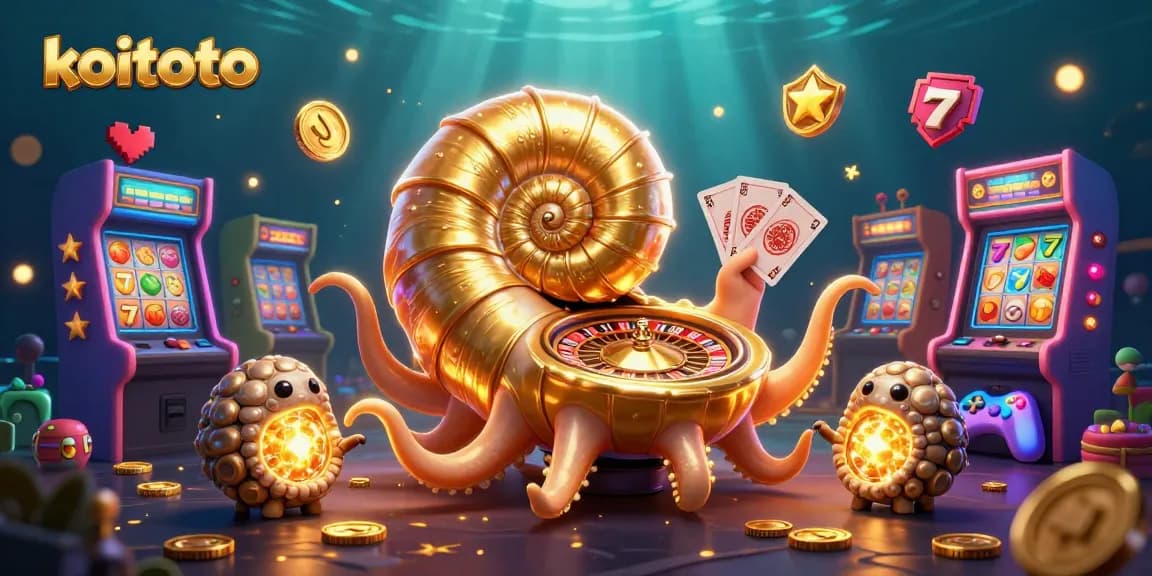 Koitoto delivers a vibrant gaming atmosphere with slot reels and animated characters, creating excitement.
