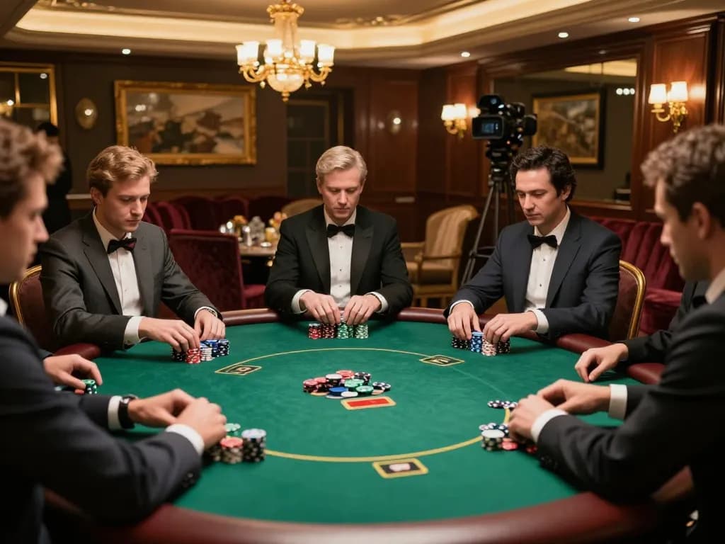 Exciting high-stakes poker game scene featuring players engaged in a strategic round at f8beta2.