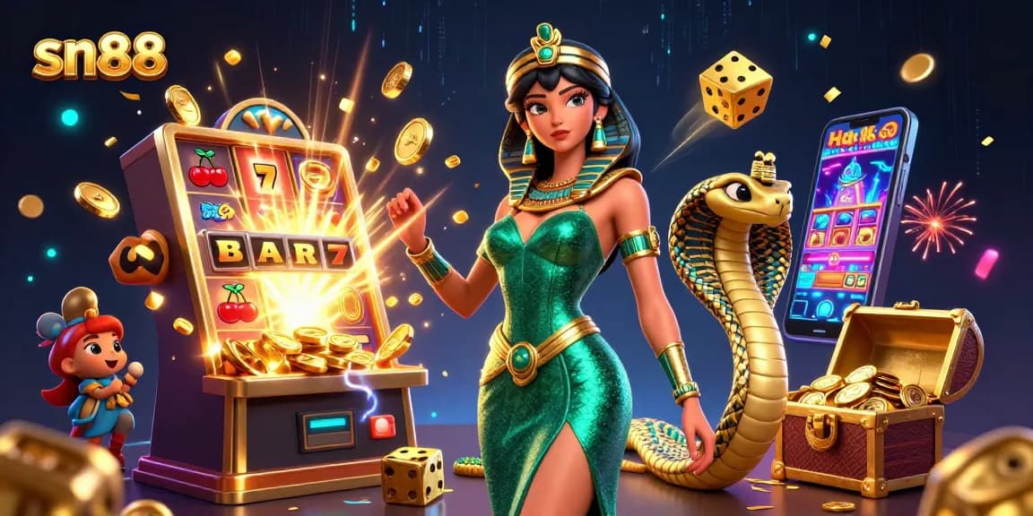 Win big at sn88 with an enchanting scene featuring a glamorous woman and exciting casino elements.