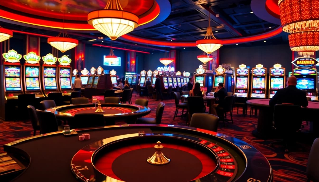 Game queen players strategizing at a luxurious casino table with vibrant lights and high-stakes excitement.
