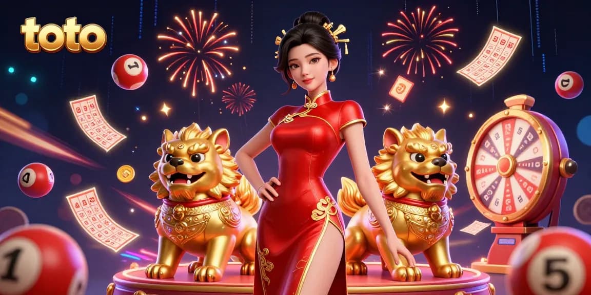 Experience thrilling toto lottery action with vibrant 3D illustrations of lucky characters and game elements.