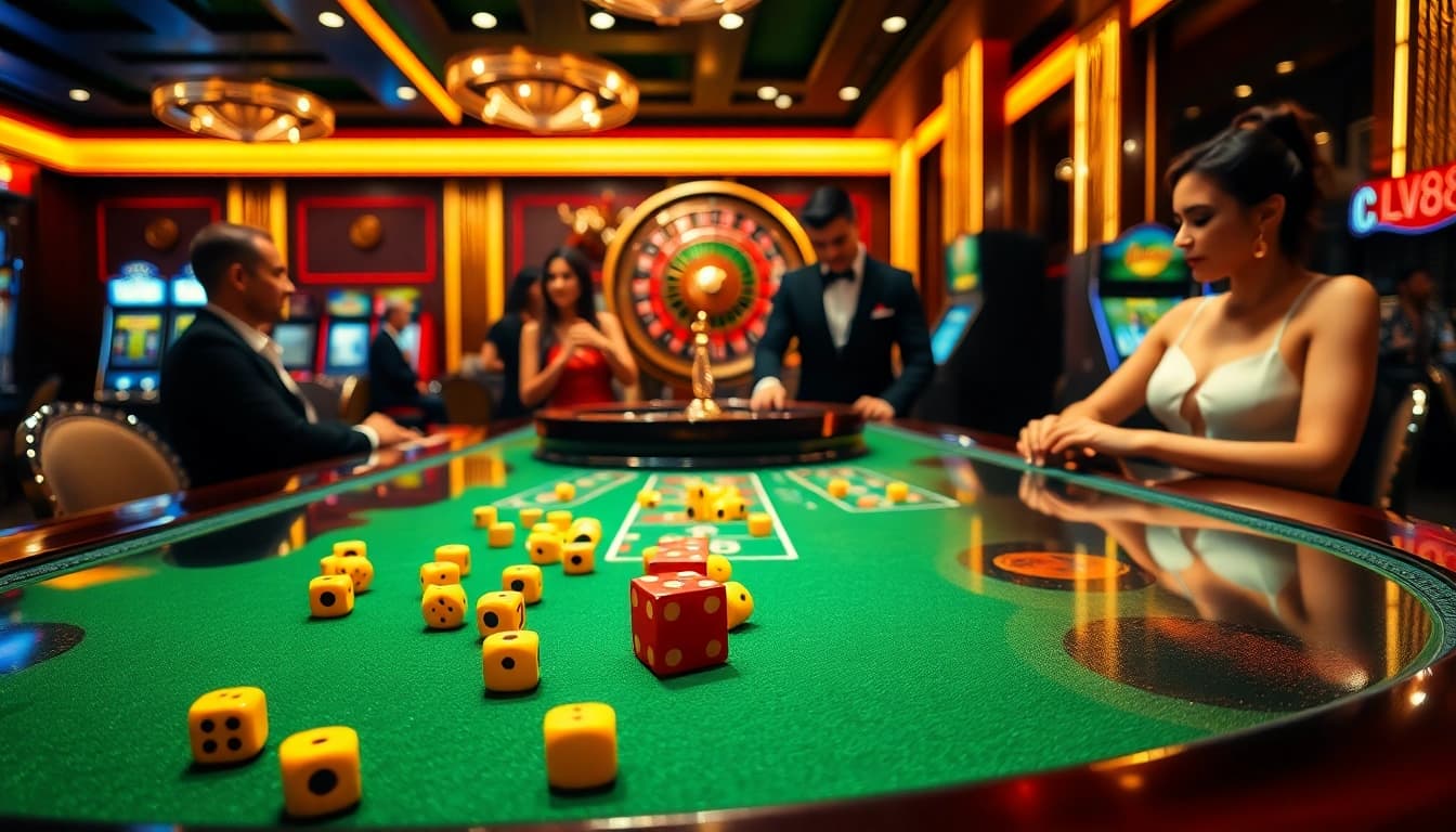 Experience thrilling games at lv88 with an upscale casino atmosphere and vibrant gambling elements.
