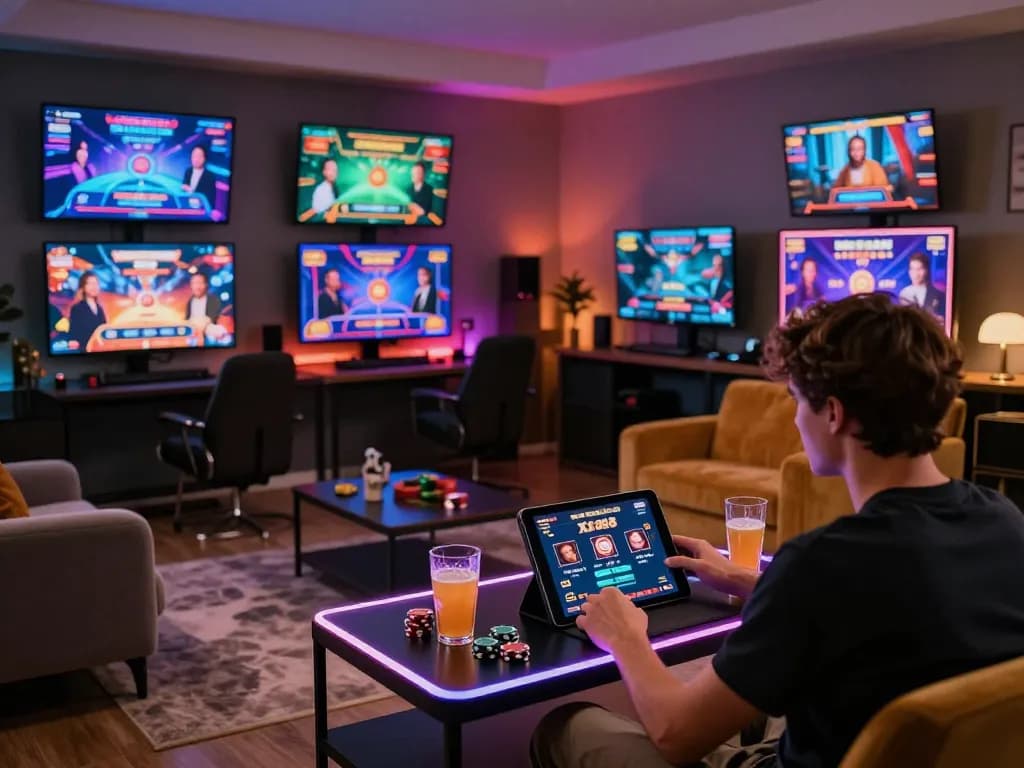 Xo88 player engaged in online gameplay at home with vibrant tablet display and gaming accessories