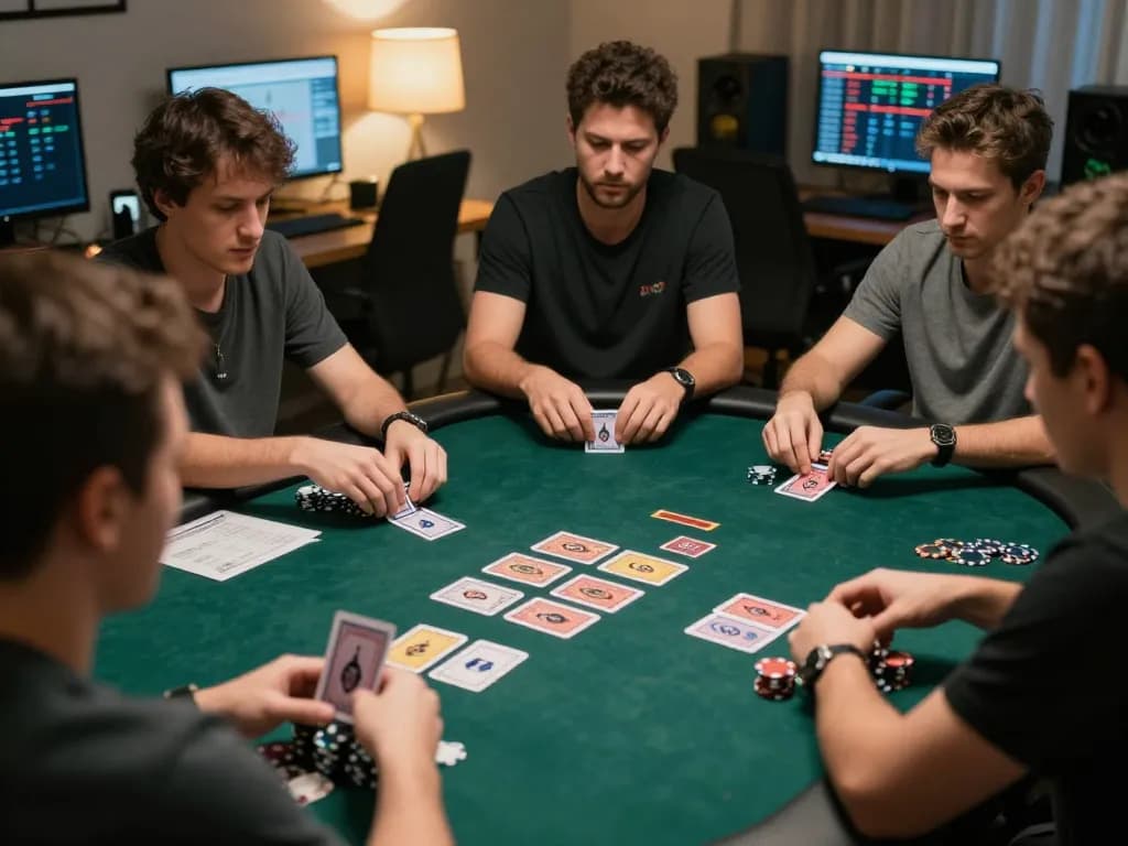 Experience online poker gameplay at cm88, engaging players around a Texas Hold'em table.