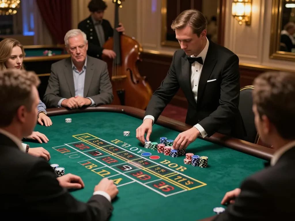 RIKVIP players engaging in an exciting live dealer game, showcasing strategic betting and thrilling roulette action.