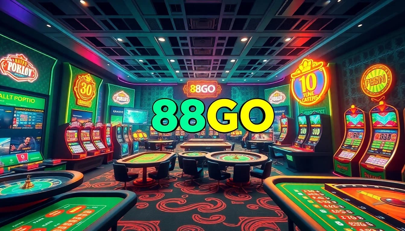 Exciting gaming experience on the 88GO platform showcasing vibrant casino and sports betting elements.
