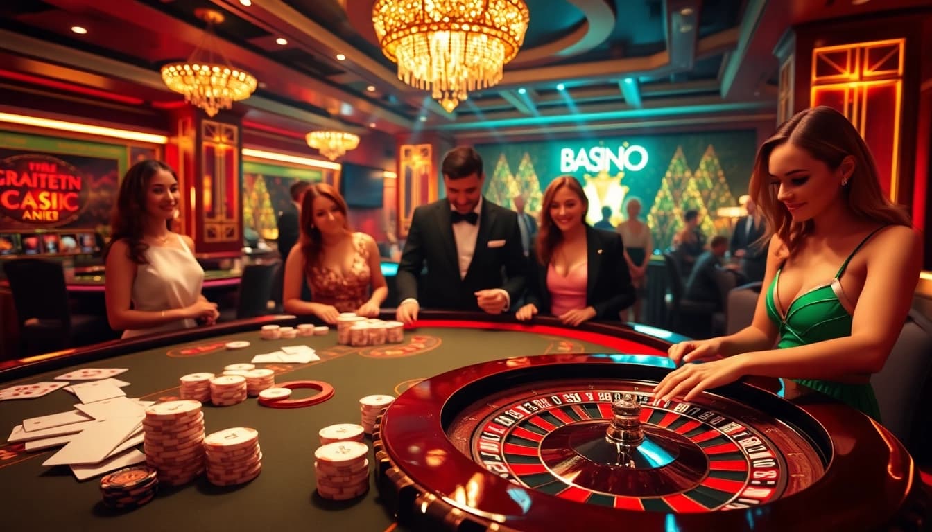 Experience the excitement of the game queen at a luxurious casino table with vibrant visuals.