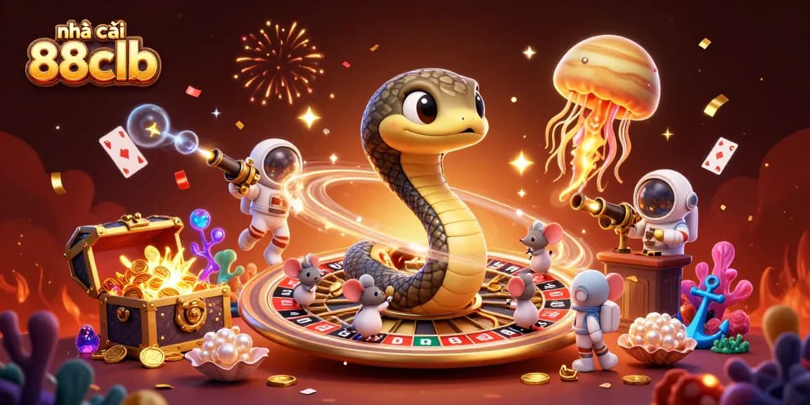 Place bets at nhà cái 88clb in this vibrant 3D casino scene with animated characters.