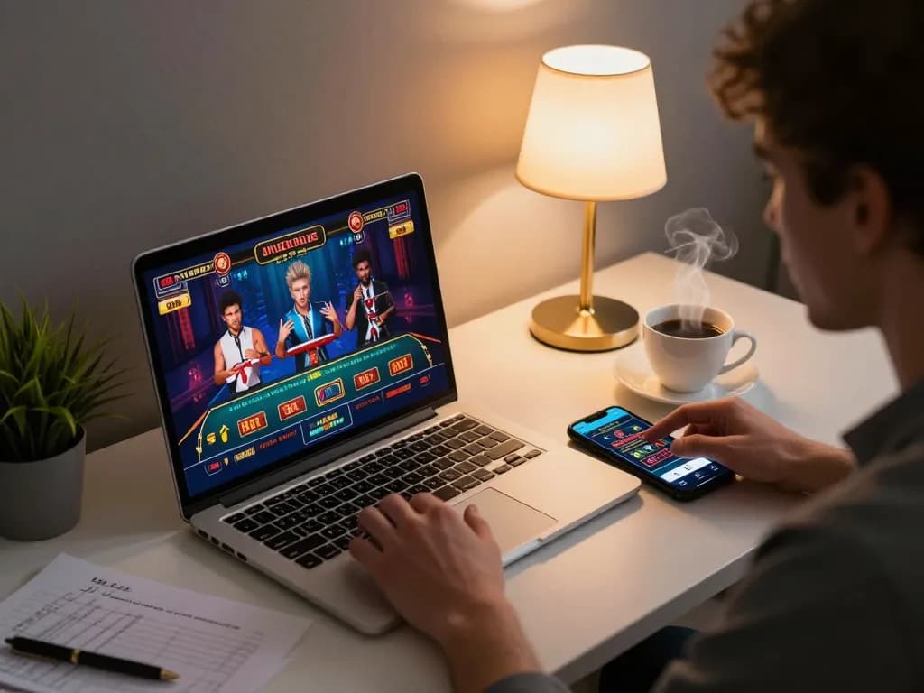 Engaging in thrilling online gambling at MB66 with dynamic gameplay on a sleek laptop.
