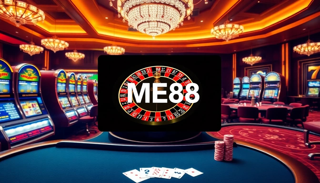 Experience the thrill of gambling with ME88 at luxurious casino tables, featuring slots and poker.