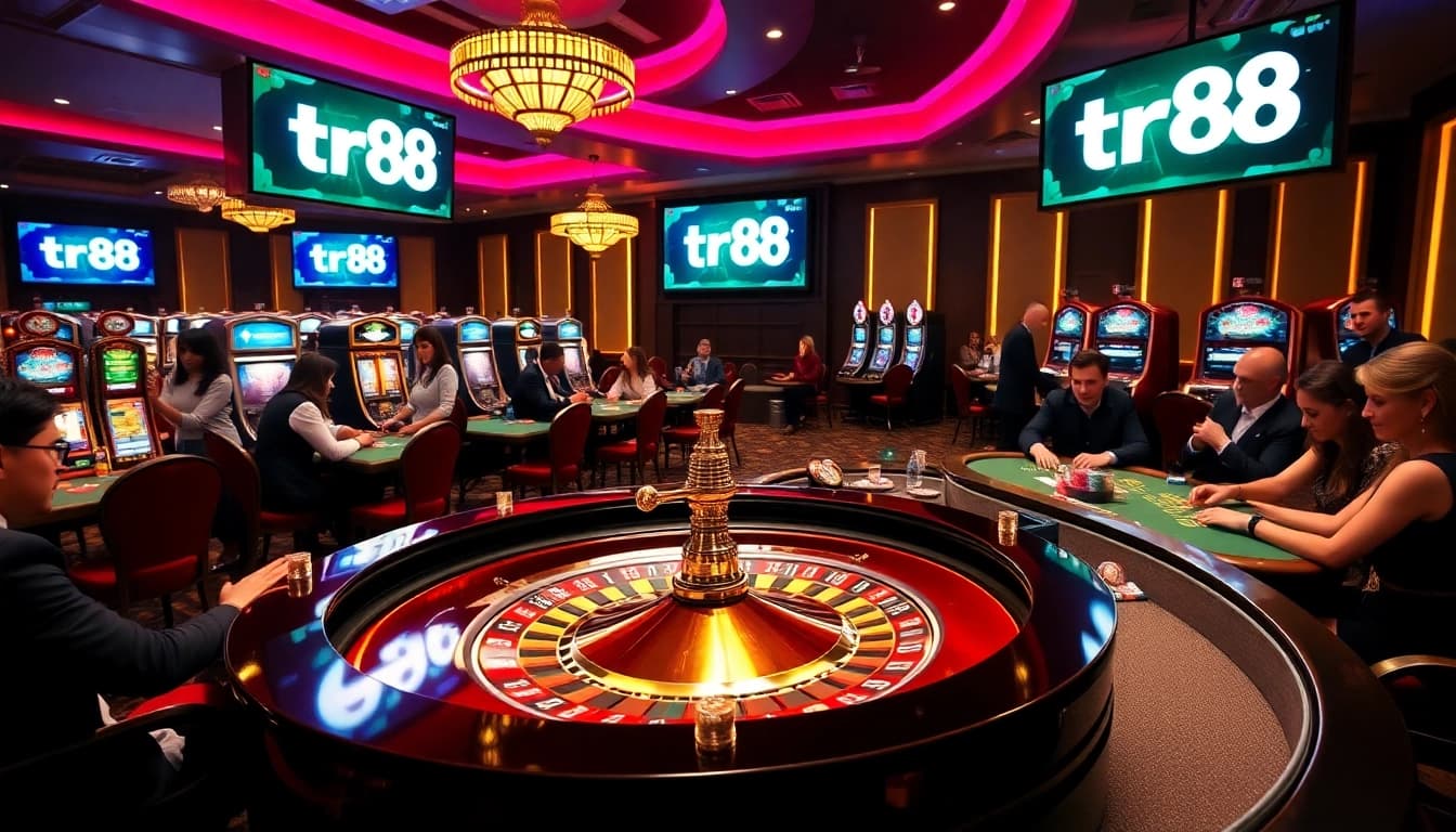 Players strategizing at a roulette table, showcasing the excitement of tr88 casino games.