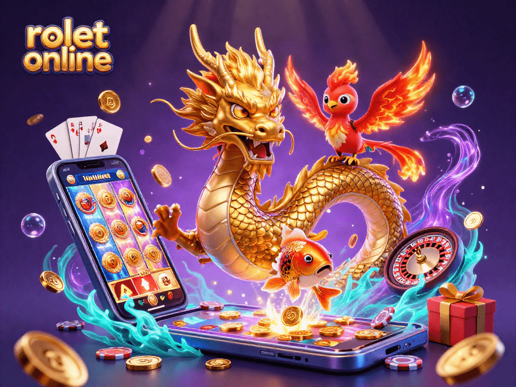 Experience thrilling rolet online action with a dynamic dragon and vibrant casino elements.