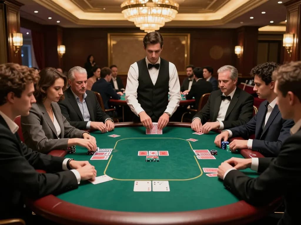 du88 poker game action at a luxurious casino table with players strategizing