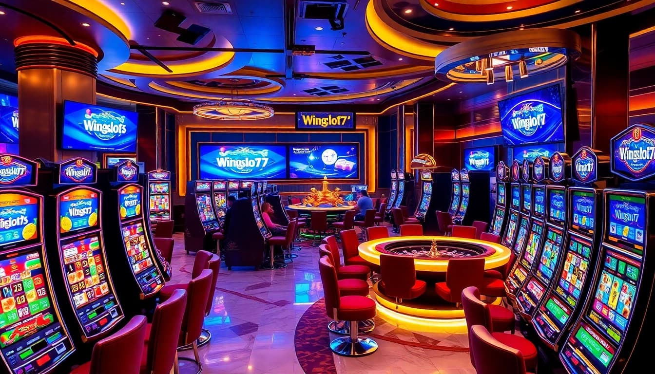 Experience excitement at Wingslots77 with vibrant slot machines and engaged players.