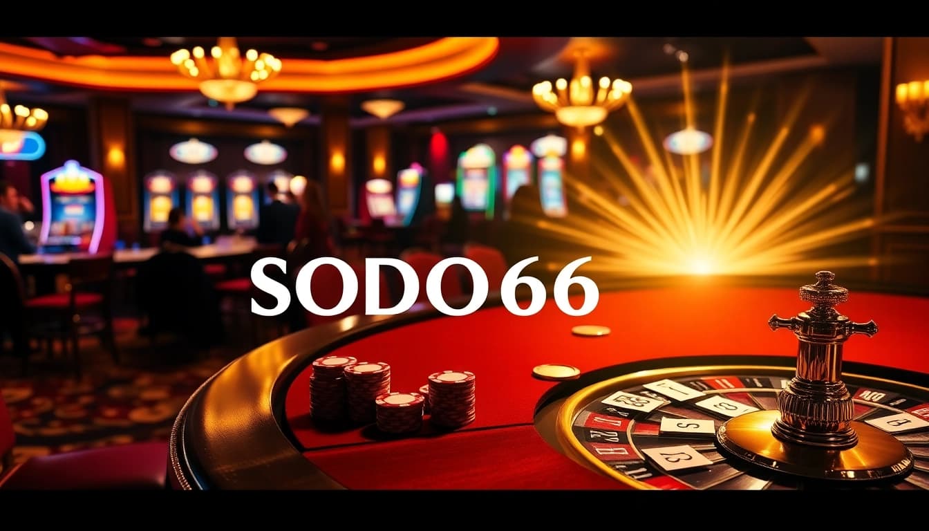 SODO66 players enjoying thrilling poker and roulette games in a vibrant casino setting.