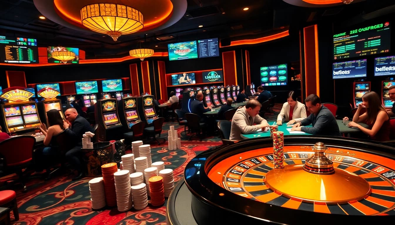 Experience the excitement of RR88 with poker chips and vibrant casino games.