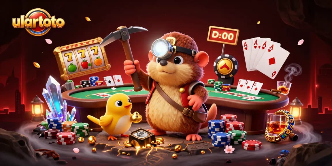 Spin the reels with ulartoto while finding treasure in a vibrant casino-themed cave.