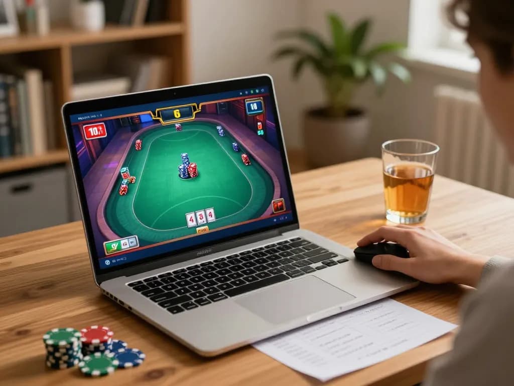 MU88 online poker gaming with engaging interface displayed on laptop during cozy home session