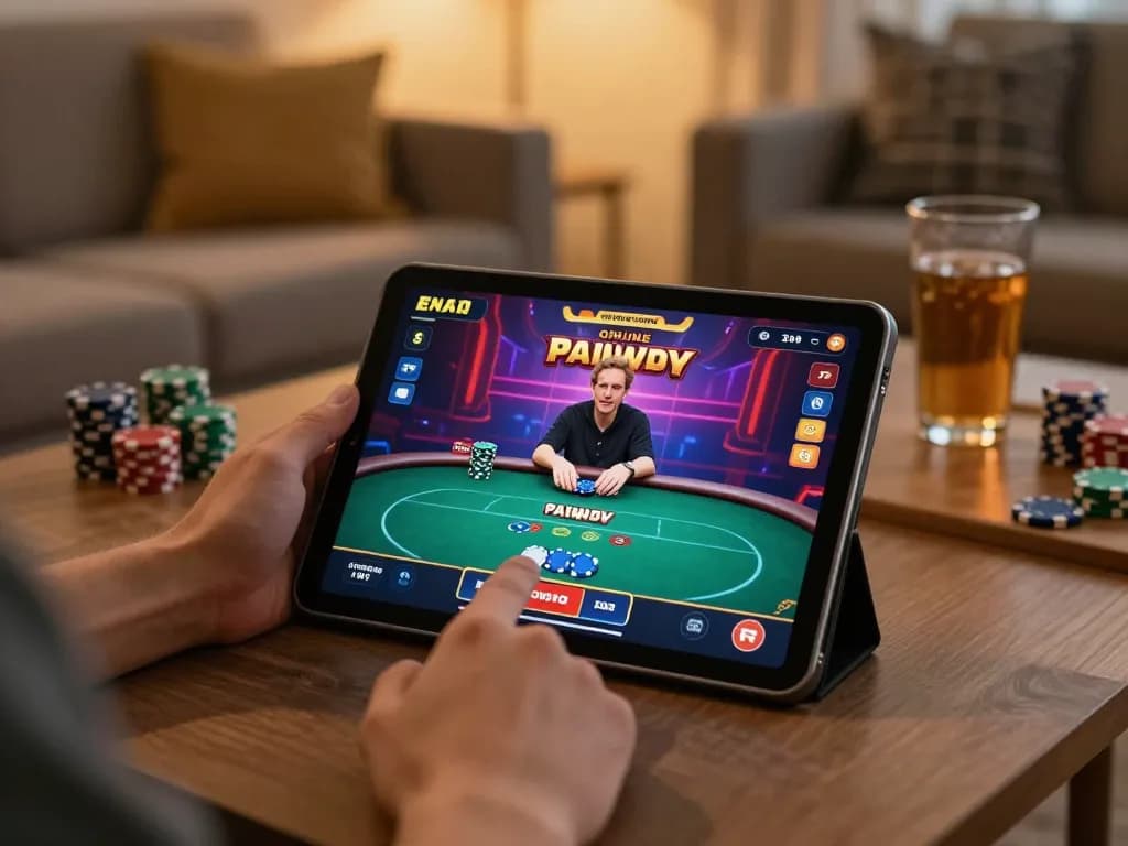 Kanzenmap menampilkan pengalaman permainan poker online yang menarik di tablet, menyoroti praktik perjudian yang bertanggung jawab.