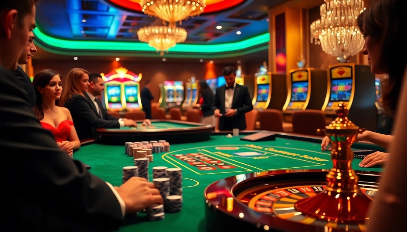 Players enjoying a thrilling experience at OK365's luxurious casino.
