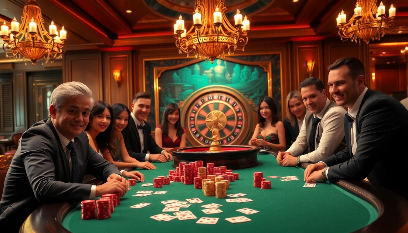 E2bett.in.net invites you to an exciting poker game at a luxurious casino table surrounded by eager players.