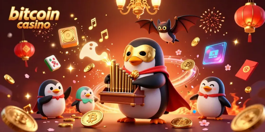 Experience the excitement of a bitcoin casino with vibrant characters and dynamic elements showcasing crypto-themed gaming.
