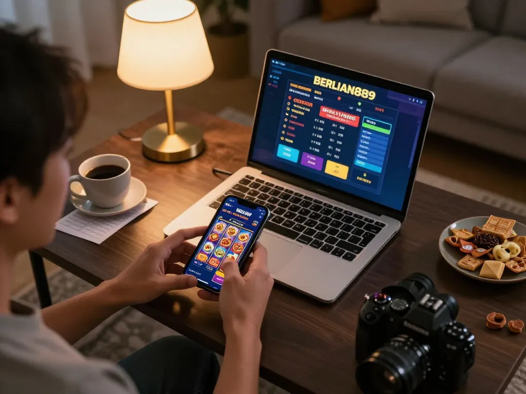 Engaging with the BERLIAN889 Slot app on a smartphone showcasing exciting online gameplay.