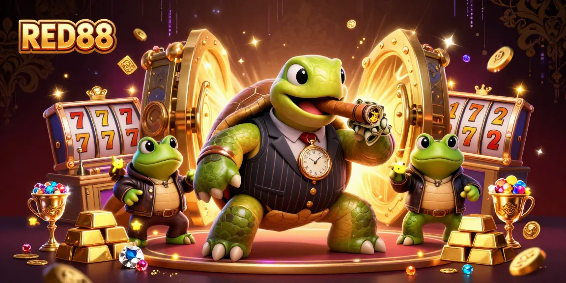 Play games at RED88 casino with the charming turtle mobster and his bullfrog enforcers.