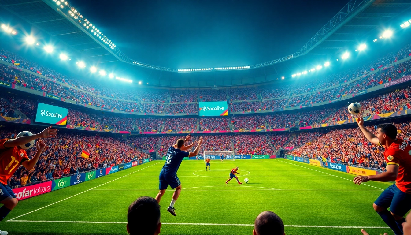 Socolive enhances the live football experience with vibrant stadium imagery, capturing fans and action.