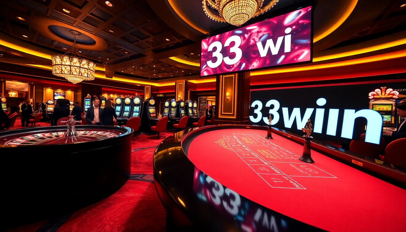 Experience the thrill of gambling at 33win with an exciting casino scene filled with action.