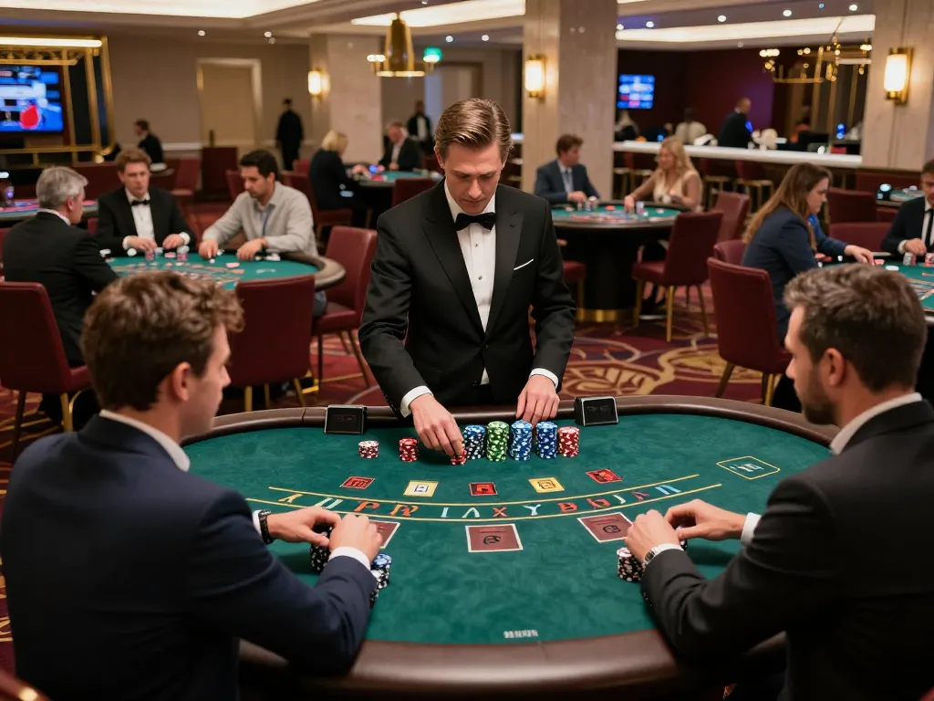 Players engaged in a thrilling blackjack game at five88i casino, showcasing excitement and strategy.