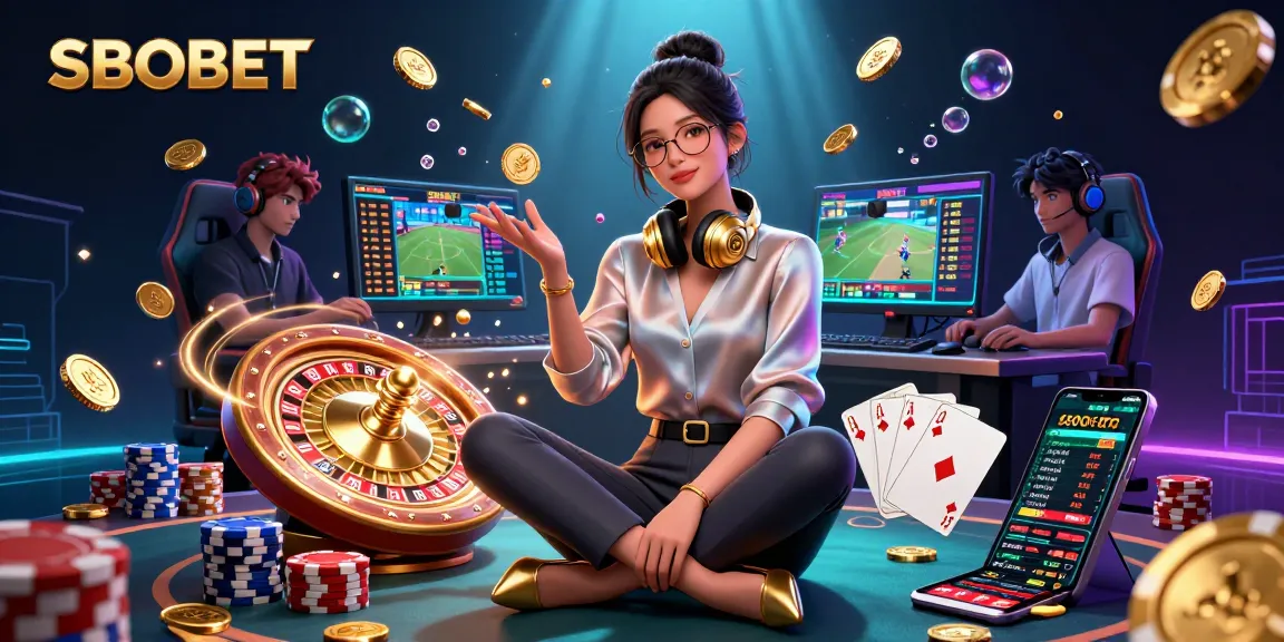 SBOBET players experience vibrant sports betting with golden coins and exciting games in a dynamic setting.