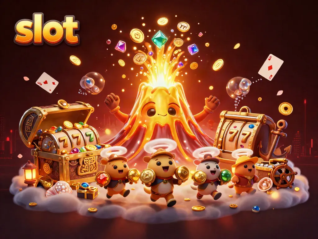 Visualisasi mesin slot dengan karakter menarik di kasino, memancarkan kemewahan dan keberuntungan.