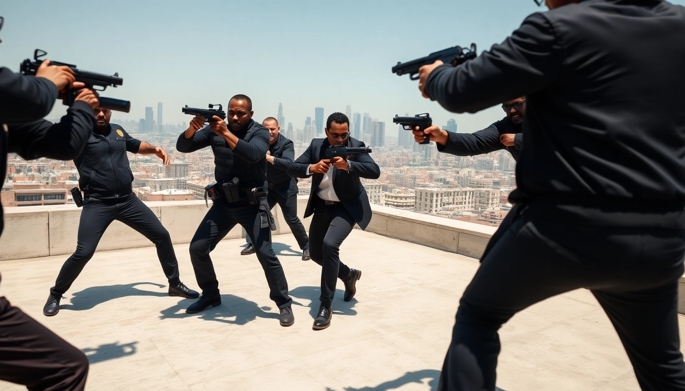 Training session for the Professional Body Guard Program highlighting self-defense techniques among diverse trainees.
