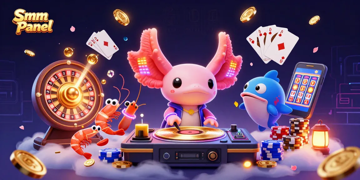 Engage with Smm Panel for vibrant social media campaigns featuring dynamic 3D characters and casino elements.