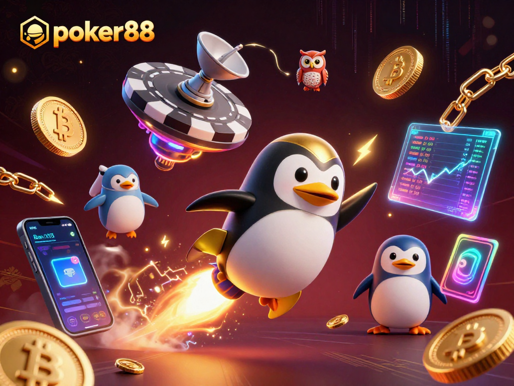 Pengguna poker88 menikmati permainan kasino dengan koin emas berkilau dan tema luar angkasa.