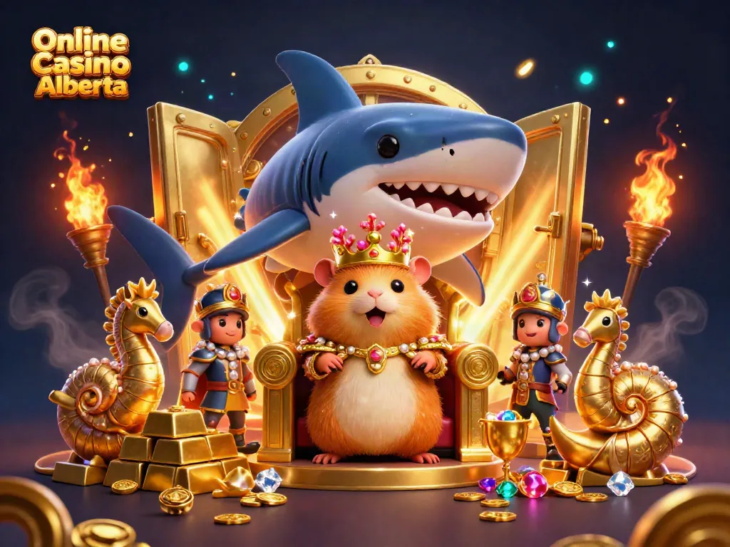 Experience thrilling actions at Online Casino Alberta with a golden hamster king in 3D glory.